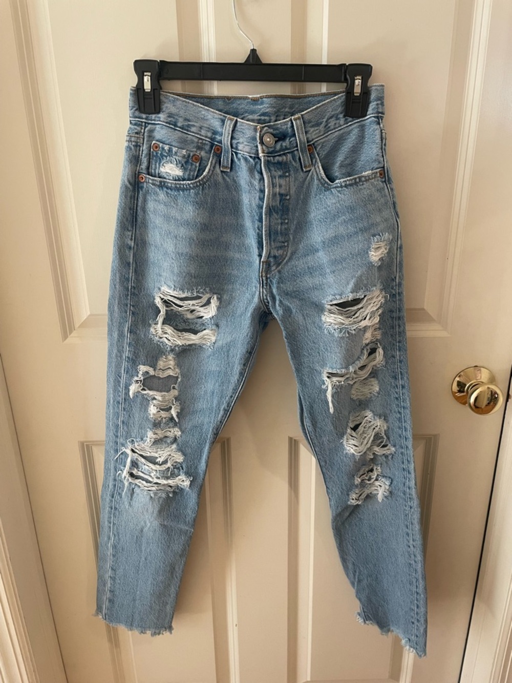 Levi's Light Blue Distressed Women's Relaxed Jeans